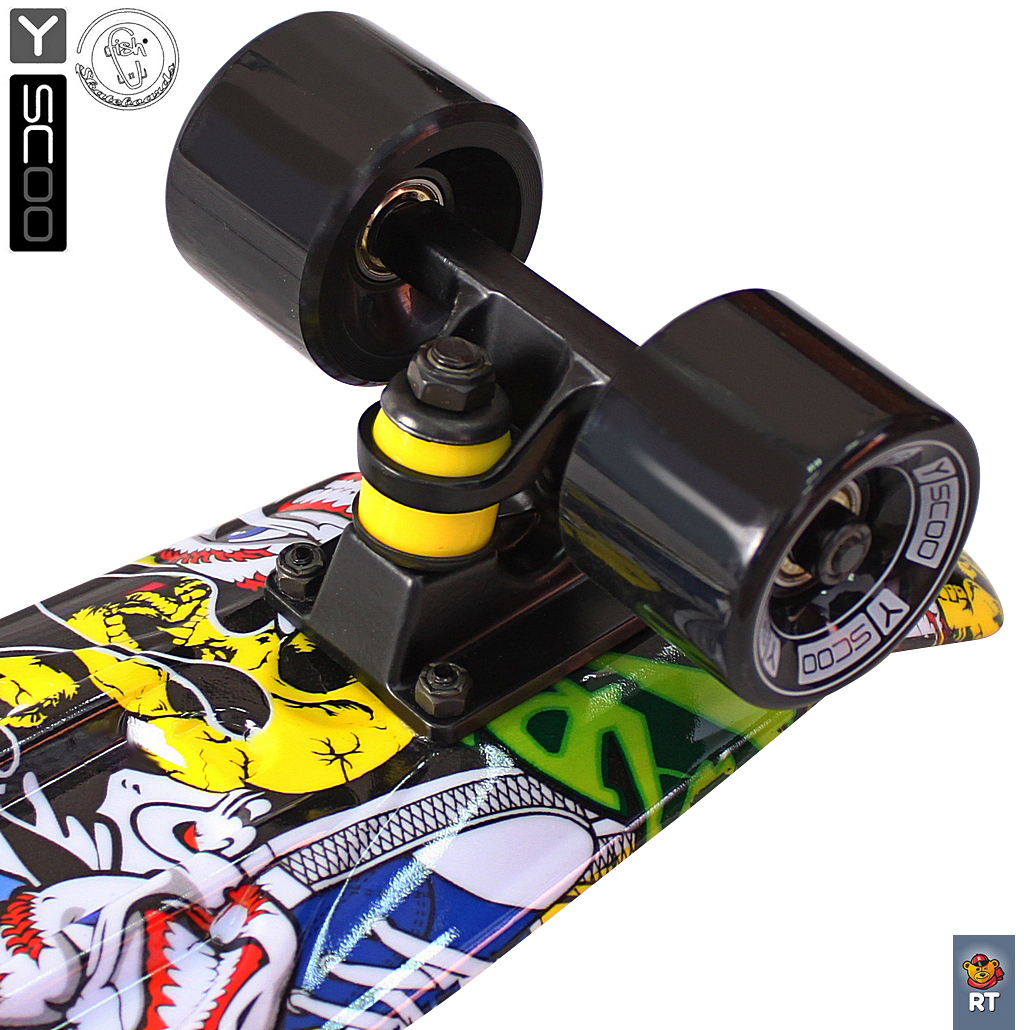 Скейтборд виниловый Y-Scoo Fishskateboard Print 22" 401G-С с сумкой, дизайн Карикатура  
